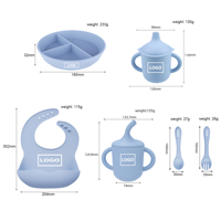 Ensemble d'alimentation pour bébé Ketaili sans BPA, en silicone de qualité alimentaire, classique, sucette, bavoir, réutilisable, écologique, imperméable, portable, 5 en 1