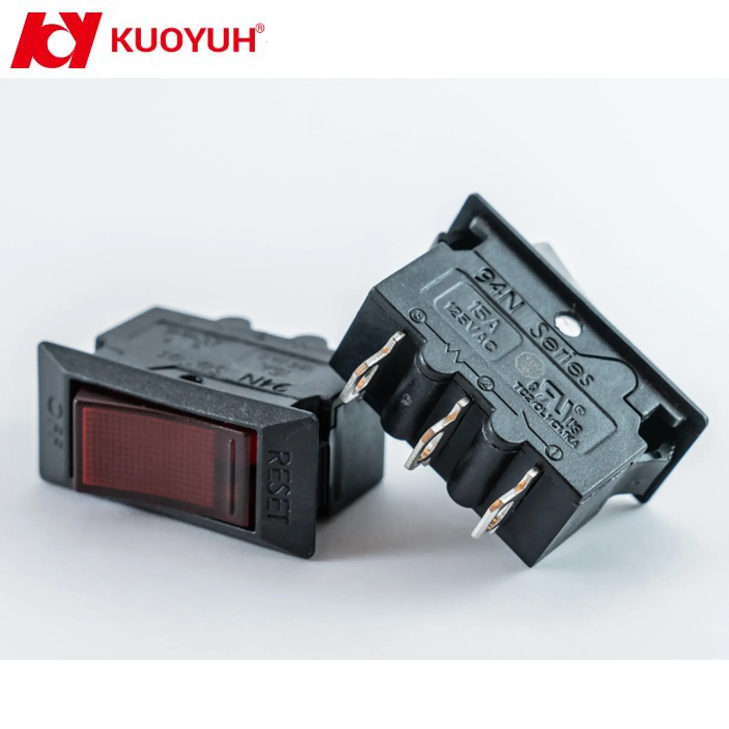 KUOYUH 94N series Светящийся красный клавишный переключатель, ТермоЗащита от перегрузки для удлинителя