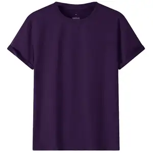 New Trend Men's Round Neck Solid Purple Regular Fit Solid Embroidery Logo High Quality Activewear Multi Colors Sports T-Shirts