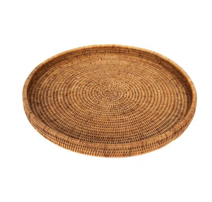Rattan Serving Tray Round Shape Style 100% Natural Rattan Serving Tray Home <b>Decorative</b> <b>Item</b> - Product Image 1