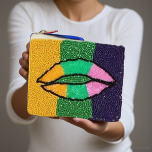 Handmade Colorful Embroidery Mardi Gras Coin Purses for Girls Women Soft Kiss <b>Lock</b> Shape Square Three Color Combination Gifts - Product Image 3
