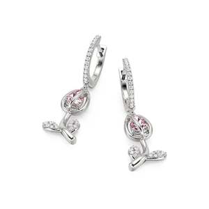 Boucles d'oreilles clous Jeulia en argent sterling, motif tulipe, avec pierre en zircon rose - Product Image 2