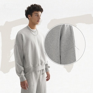 Sweat-shirt à col rond en tissu bouclé français 100% coton en gros, unisexe, couleur unie, lourd, pour l'hiver - Product Image 3