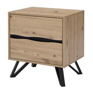 Table de chevet moderne à 2 tiroirs de style méditerranéen pliable robuste et durable en bois de haute qualité Base en métal noir Chambre industrielle - Product Image 5
