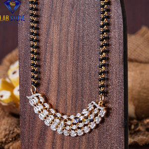 2.542 TDW Diamant rond et taille marquise Mangalsutra en or jaune par Labstone/Mangalsutra féminin/Couleur EF-VS - Product Image 4