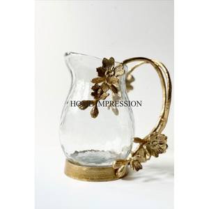 Nuevo patrón, llegada, aspecto llamativo, colección de arte Vintage, vidrio transparente hecho con Base chapada en oro y jarra de vino con mango - Product Image 3