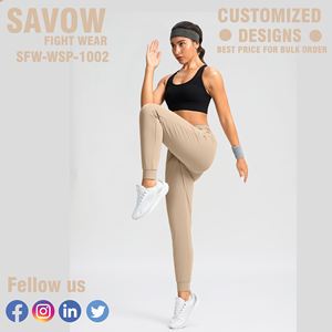 กางเกงวอร์มเอวยางยืดสำหรับผู้หญิงผ้าโพลีเอสเตอร์สแปนเด็กซ์แบบผูกเชือกทรงหลวมออกแบบได้ตามต้องการ - Product Image 5