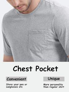 Camiseta de bolsillo informal de algodón 100% antiarrugas de alta calidad para hombre, camisetas ajustadas transpirables de tela de punto duradera - Product Image 5