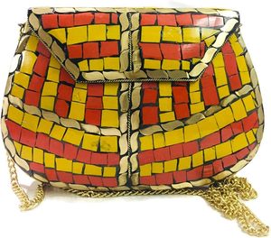 Elegante bolso de mano tipo clutch con mosaico para fiestas, bolso de mano tipo clutch con mosaico artesanal de diseño de HAND MADE CRAFT - Product Image 3