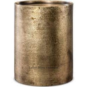 Table d'appoint moderne de forme cylindrique Design martelé en laiton finition d'ombre antique Table à boire d'angle de meubles faits à la main - Product Image 1