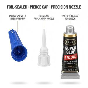 PINIX Colla Super Liquida in Gel, Confezione Doppia 2x3g, Tubetti in Alluminio, Adesivo Istantaneo, Blister, per Metallo, Legno, Pelle, Ingrosso, OEM - Product Image 3