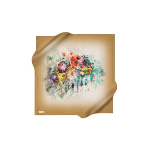 Floral Digital Print Silk Crepe <b>Satin</b> <b>Scarf</b> Vintage Designer Square 90x90 - Product Image 1