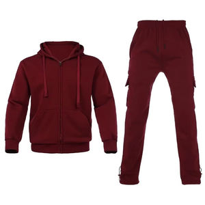 Survêtement cargo pour homme, best-seller, couleur marron, jogging, entraînement, fermeture éclair, surdimensionné, en molleton de coton, avec poche à rabat - Product Image 1