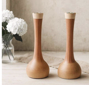 Bougeoir en bois fait main de haute qualité de conception moderne de couleur finie en bois naturel pour la maison - Product Image 3