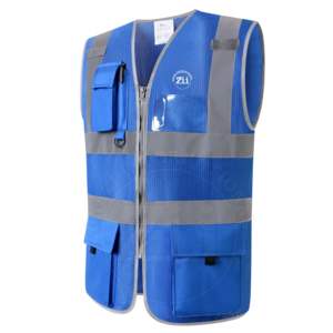 Chaleco DE SEGURIDAD reflectante con múltiples bolsillos ANSI Clase 2 Poliéster impermeable Logotipo personalizado para el trabajo de tráfico del sitio de construcción M-5XL - Product Image 2