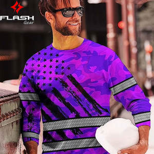<b>High</b> <b>Vis</b> Reflective ANSI Class 1 Waterproof Long Sleeve Safety Mesh <b>T</b>-<b>Shirt</b> Quick Dry Breathable Sublimation Printed - Product Image 5