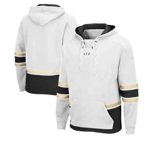 Sweat à capuche de hockey sur glace en coton brodé personnalisé unisexe avec logo brodé en twill et lacets pour hommes - Product Image 1