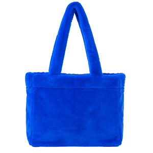 Bolso Tote Azul de Felpa Suave, Bolso de Hombro de Piel Sintética, Gran Capacidad, Bolso de Compras Casual con Asa Doble Cómoda - Product Image 2