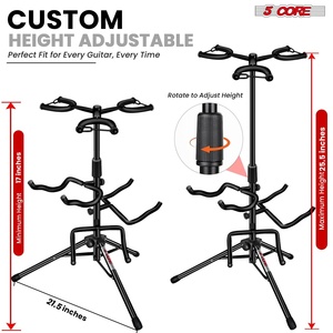 5 Core <b>Guitar</b> Stand Adjustable Triple <b>Guitars</b> Stands Floor w Neck Holder for Acoustic Electric Bass - Product Image 6