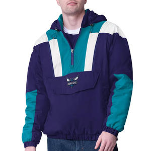 Custom Basketball Teams Half-Zip Pullover Windbreaker Jacket Kangaroo Front Pocket Flop Back Baggy Embroidered <b>Logo</b> Plain Dyed - Product Image 5