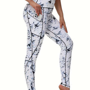 Mallas térmicas gruesas de cintura alta para mujer con bolsillo de poliéster, mallas de yoga con forro polar cálido para invierno - Product Image 1