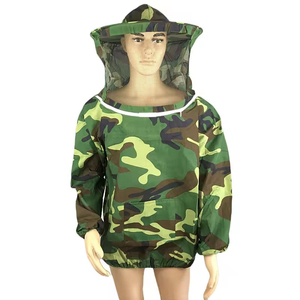 Traje de apicultura de camuflaje, equipo de protección con sombrero de velo desmontable y puño elástico, estilo de seguridad, chaqueta con cierre de dobladillo OEM - Product Image 1