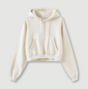 Sudadera con capucha recortada de alta calidad para mujer, jersey con cremallera, capucha, algodón, poliéster, logotipo personalizado para otoño e invierno, entrenamiento de gimnasio, venta al por mayor - Product Image 5