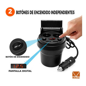 Cargador de Coche Digital Multi-Contacto para 2 Encendedores - Colores Surtidos - Product Image 6