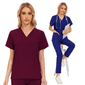 Uniforme médico Enfermeras Desgaste Venta al por mayor Scrubs Traje de enfermería Jogger Hospital Reutilizable Poliéster Personalizado Scrub Set Tela Scrubs - Product Image 1