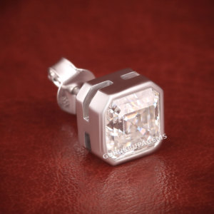 Fine Jewelry Bezel Setting DEF Color Asscher Cut Top Quality Lab grown Diamond 925 Silver Stud Earring Wholesale - Product Image 4