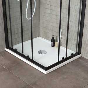 90X90 Matt <b>Black</b> Profile and Transparent Glass Shower Enclosure with H 190 Ceiling <b>Modern</b> <b>Bathroom</b> <b>Accessory</b> - Product Image 2