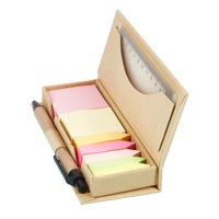 Juego de Notas Adhesivas de Papel Kraft Reciclado con Logotipo Personalizado, Porta Notas con Bolígrafo y Regla, Marcadores de Página Coloridos para Regalos Promocionales