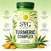 Bonbons gélifiés au curcuma OEM SYC, formule 500 mg, absorption ultra-élevée, naturel, 60 capsules/flacon, pour le soutien des os et des articulations chez l'adulte
