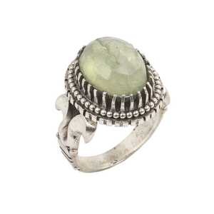 Bague ovale en argent sterling 925 pour homme avec pierre de préhnite, sertie clos, cadeau - Product Image 2