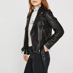 Conception personnalisée 2024 meilleure qualité femmes veste en cuir décontracté coupe ajustée respirant confortable en cuir femmes veste de mode - Product Image 4