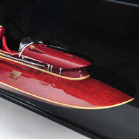 H068 - Maquette de bateau rapide hydroplanier Ferrari à demi-coque, artisanat en bois rustique vintage, étagère murale, décoration nautique pour la maison et le bureau