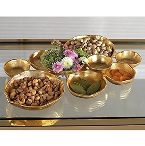 Stylish Gold Colour 9 Cluster Food Serving Bowl Metal Platter For Wedding Tableware Cluster Food Serving Bowls - Product Image 2