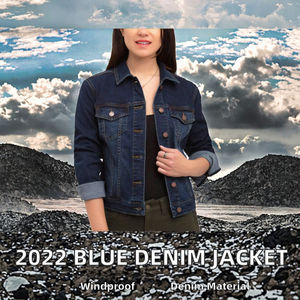 Chaqueta Vaquera Azul de Manga Larga para Mujer, Otoño 2025, Buena Calidad, Resistente al Viento, Cierre de un Solo Botón, Diseño Estampado para Otoño - Product Image 2