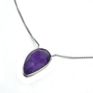 Dainty Minimalist Amethyst <b>Choker</b> Necklace Dainty <b>Sterling</b> <b>Silver</b> Wedding Jewelry with Rhodium Plating Gift Item - Product Image 2