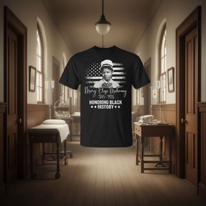 Mary Mahoney, prima infermiera afroamericana, celebra la storia nera con la nostra elegante maglietta promozionale. - Product Image 3