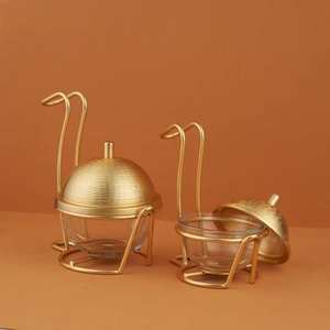 Brotherhood Overseas, Tazón para Servir Dátiles de Estilo Árabe de Oriente Medio, Soporte Grabado, Acabado Plateado, Diseño Moderno, Metal Ecológico - Product Image 2