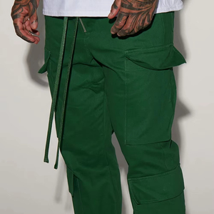 OEM nueva llegada de los hombres Slim Fit Casual Cargo Jogger pantalones personalizados rectos lavados bolsillos laterales tela de lona de secado rápido transpirable - Product Image 4