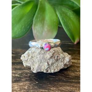 Navajo-Crafted Pink Opal & Rose Gold Plated Sterling <b>Silver</b> <b>Ring</b> Size 6.25 Oval Cut Bezel Set Inlay 18K Plating Gift - Product Image 1