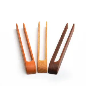 Accessoires d'ustensiles de cuisine Snack Clip Grip pinces en bois avec manche court différentes pinces de couleur bois naturel