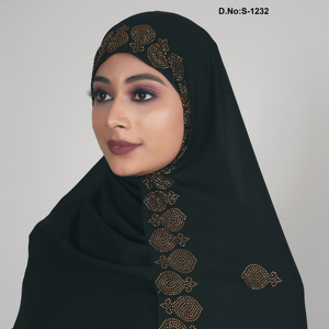 Chiffon Hijab with Ornate Border Accent and Traditional Motif Detailing for Refined Modest Wear - Product Image 3