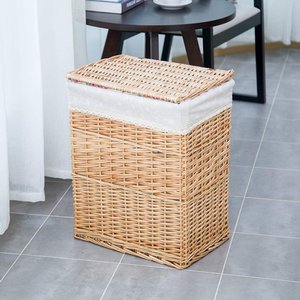 Hot Selling - Bamboo <b>Baskets</b> for Household Rectangular <b>Wicker</b> Laundry <b>Basket</b> Lined Storage <b>Basket</b> with Lid From Vietnam Factory - Product Image 4