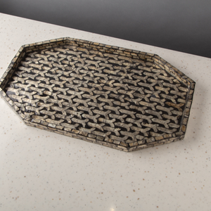 Fabriqué à la main en gros plateau de service rond incrustation avec nacre chocolat accrocheur Vietnam bon prix maison artisanat - Product Image 3