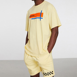 Conjunto corto de algodón con logotipo personalizado para hombre, ropa deportiva personalizada para hombre, conjunto corto de verano, ropa deportiva, conjunto de camisa y pantalones cortos para hombre - Product Image 3