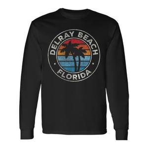 T-shirt promozionale a maniche lunghe con grafica vintage anni '70 di Delray Beach Florida FL - Product Image 1