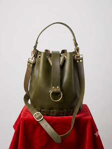 Vintage Genuine <b>Leather</b> <b>Soft</b> 7 Inch Fashion Bucket <b>Bag</b> Women | Adjustable Crossbody Shoulder Handbag Portable Customizable - Product Image 3